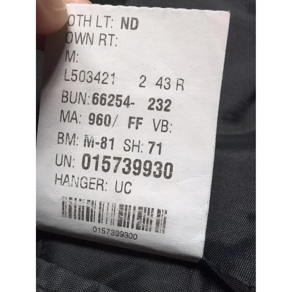 RBM Blazer Mens 43R Black Double Breasted Pure Wool Suit Jacket Made Canada